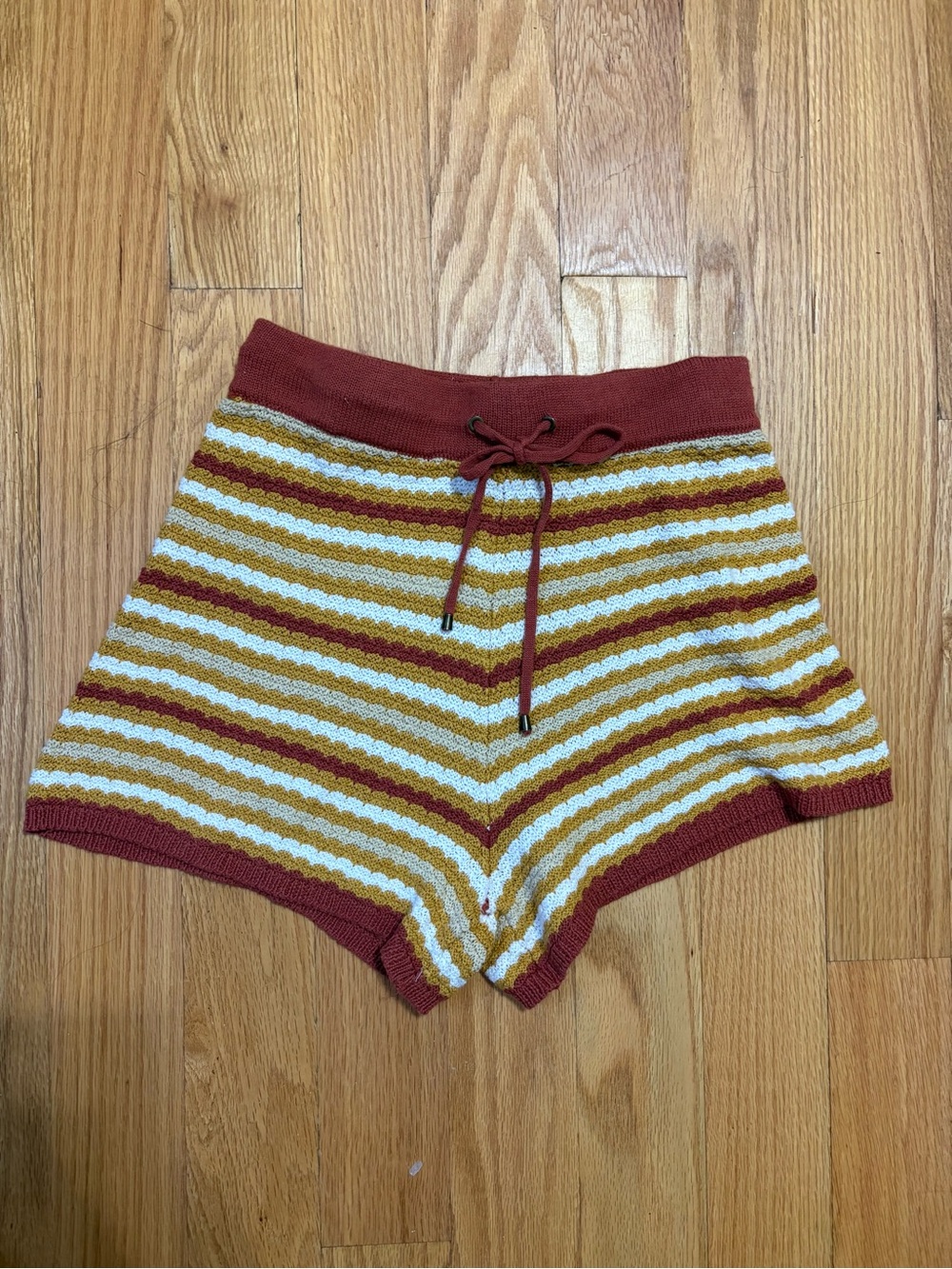 Ghanda Striped High Waist Knit Shorts